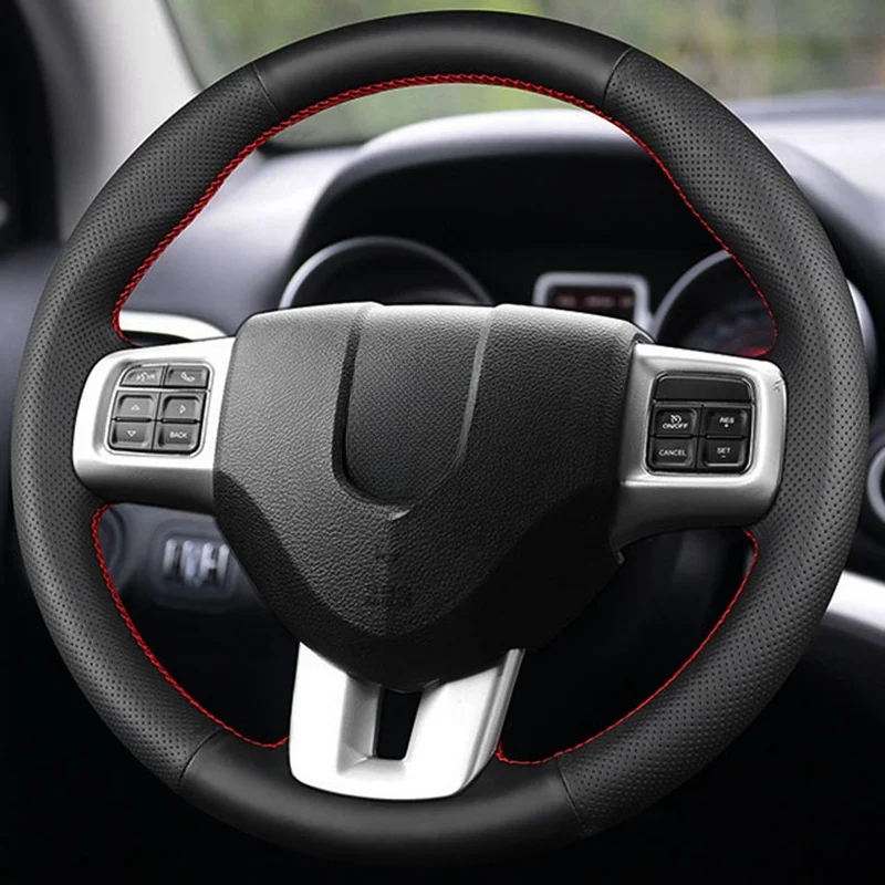 Car Steering Wheel Cover Braid Artificial Leather For Dodge Dart 2013-2016 Volkswagen VW Routan  DIY Steering-Wheel Cover Wrap