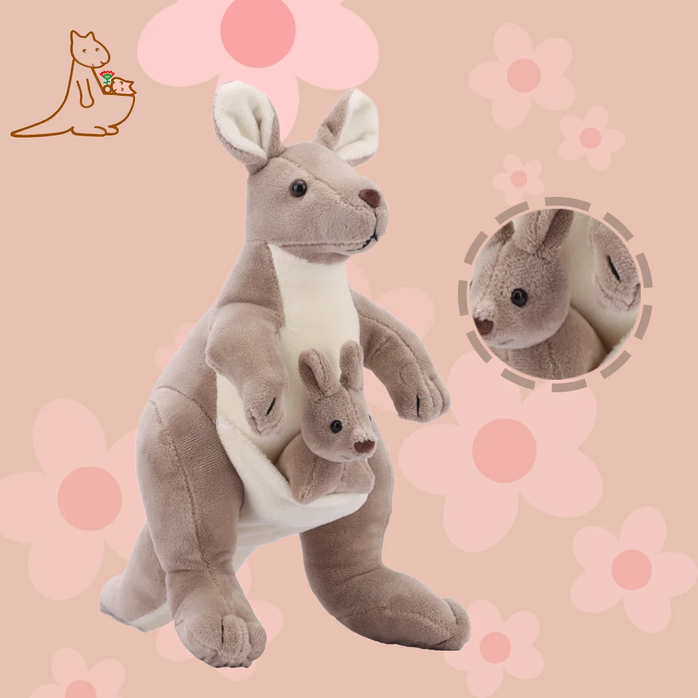 Kangaroo Plush Toy Kangaroo Mother with Baby Cute Appease Doll Creative Mother-Child Cute Doll To Send Children's Birthday Gifts