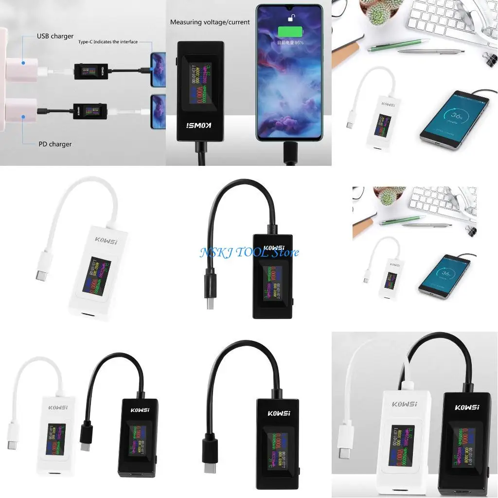 

L8RC Color Screen Ammeter Voltmeter 4-30V 0-6.5A USB Cable ChargerDetector