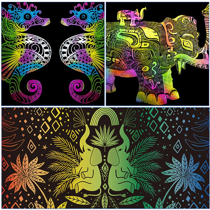 Laser Engraver Magic Color Rainbow Scratch Card Art Paper 13cmx19cm Random Color For Laser Engraving TTS-55 DIY Drawing Gift