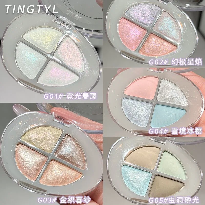 Four-color Eyeshadow Palette Glitter Pearlescent Flash Chameleon Shimmer Highgloss Portable Eye Shadow Eye Makeup view 6