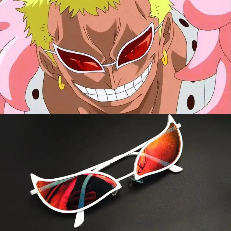 Anime Donquixote Doflamingo occhiali Cosplay Anime PVC occhiali da sole divertente regalo di natale puntelli per feste per donna uomo