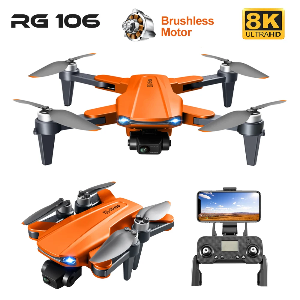 2022 New RG106 Drone 8K HD Dual Camera 3 Axis Brushless Drone 5G GPS Return Home 3KM Flying Foldable Quadcopter Drone VS KF102