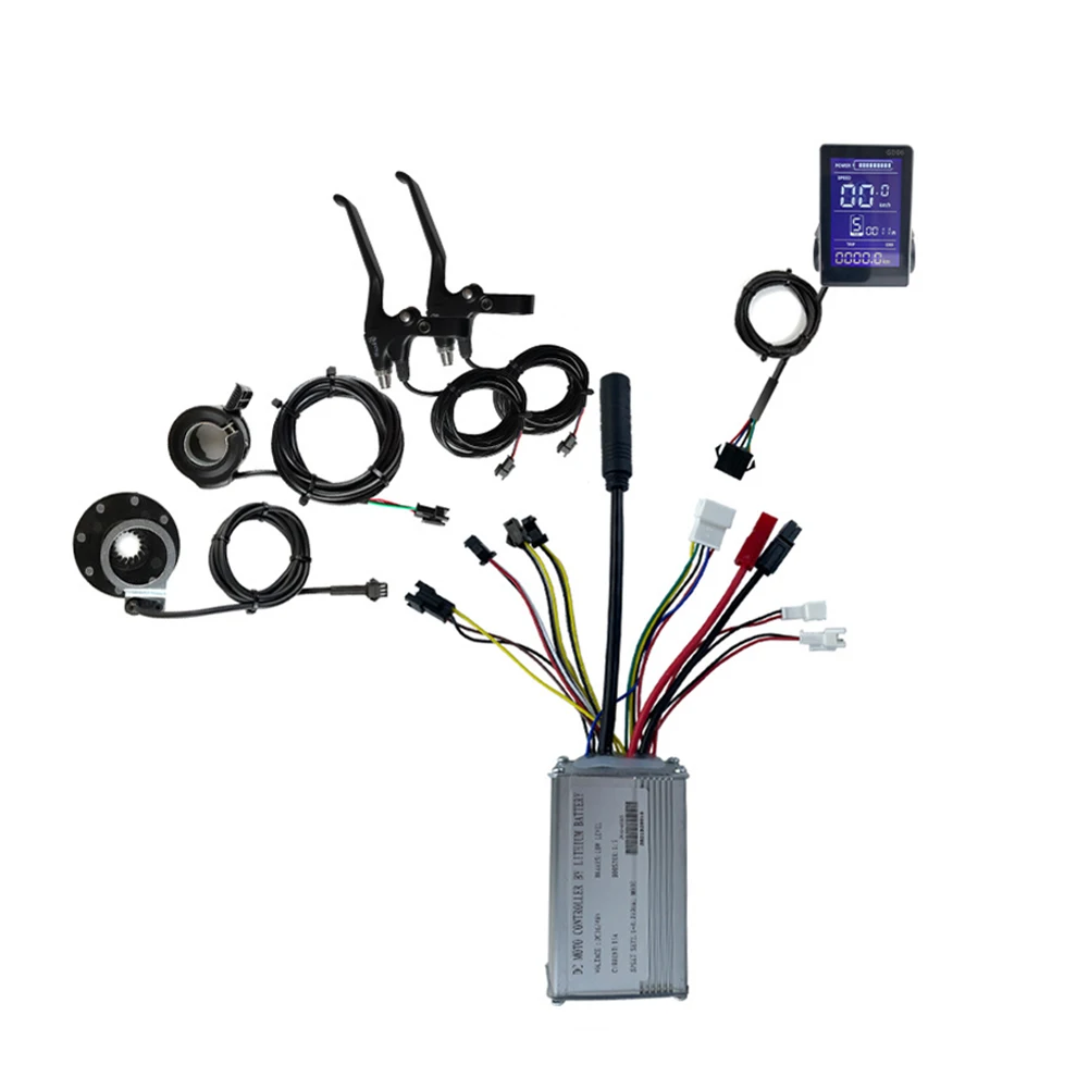 Electric Bicycle Controller 36V 48V 250W 15A Featuring LCD GD06 Display Throttle Brake Lever and 8 PAS for Conversion