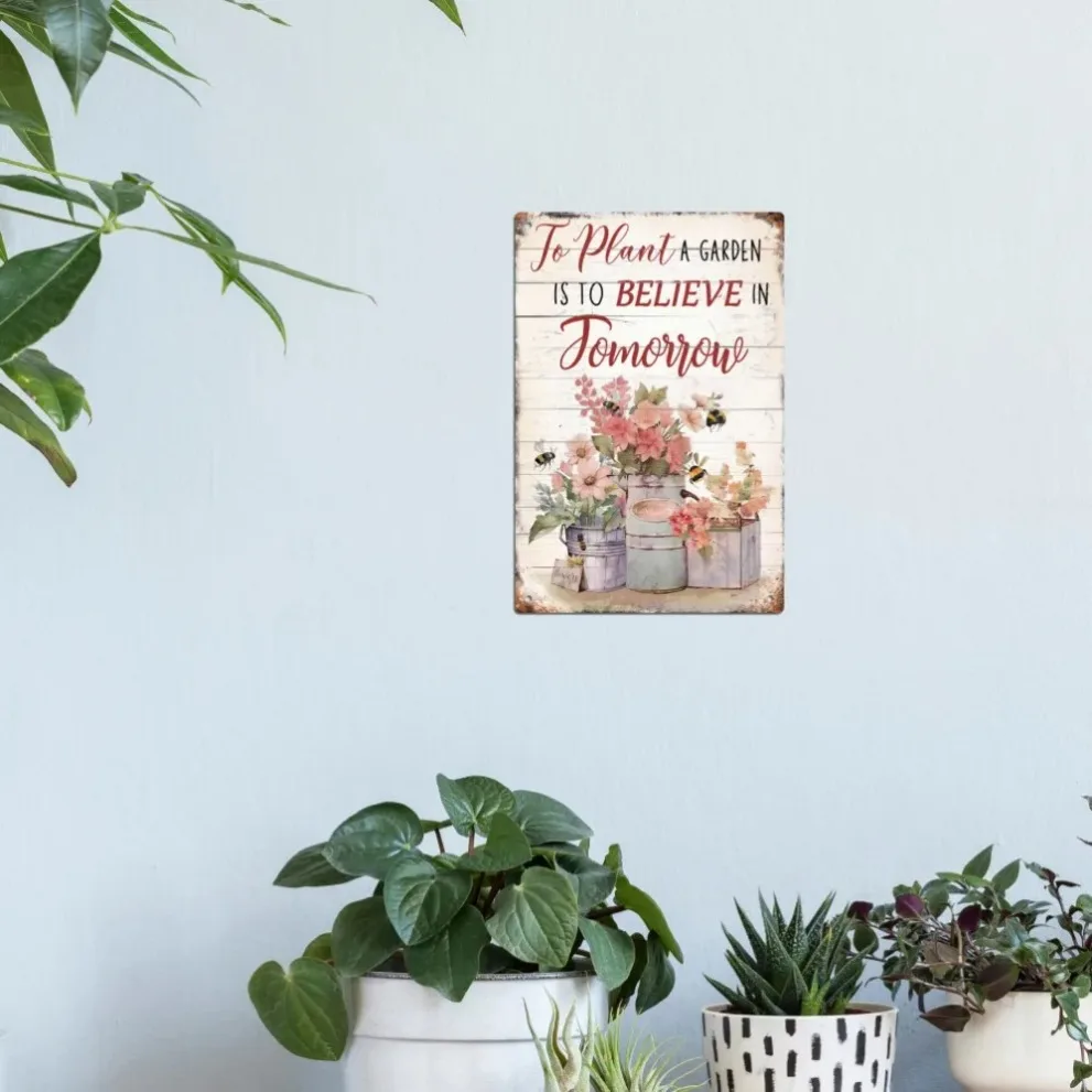 ديكور فني جداري لحديقة المنزل، لافتة نباتات الزهور الملهمة غدًا لمتجر بائع الزهور في الفناء الخلفي #3