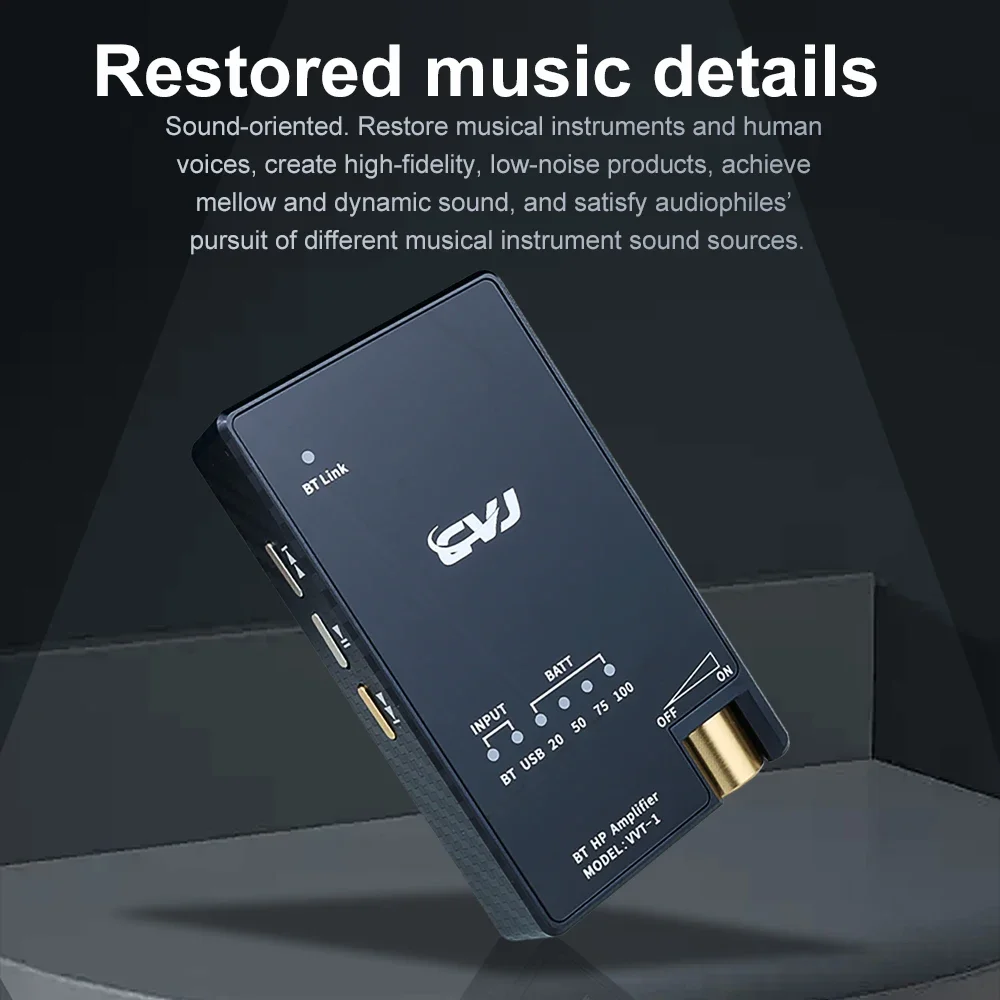 CVJ VVT-1 Dual ESS9039Q2M Portable Bluetooth 5.3 Decoding Headphone Amplifier Qualcomm QCC5125