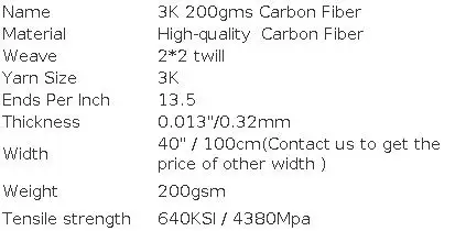 [Qualität A] Echtes Kohlefasergewebe, Kohlefaserstoff 3K 200 g/m² 2x2 Twill, 40'/100 cm Breite, geeignet für Fahrräder, Motorräder, Autos, Angelruten – Detail 1