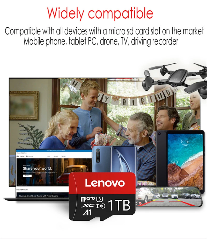 Lenovo High Speed Memory Card 1TB Cartao De Memoria 512GB Micro SD Card 256GB Class 10 TF Flash Card For Phone Tablet UAV NEW image 2
