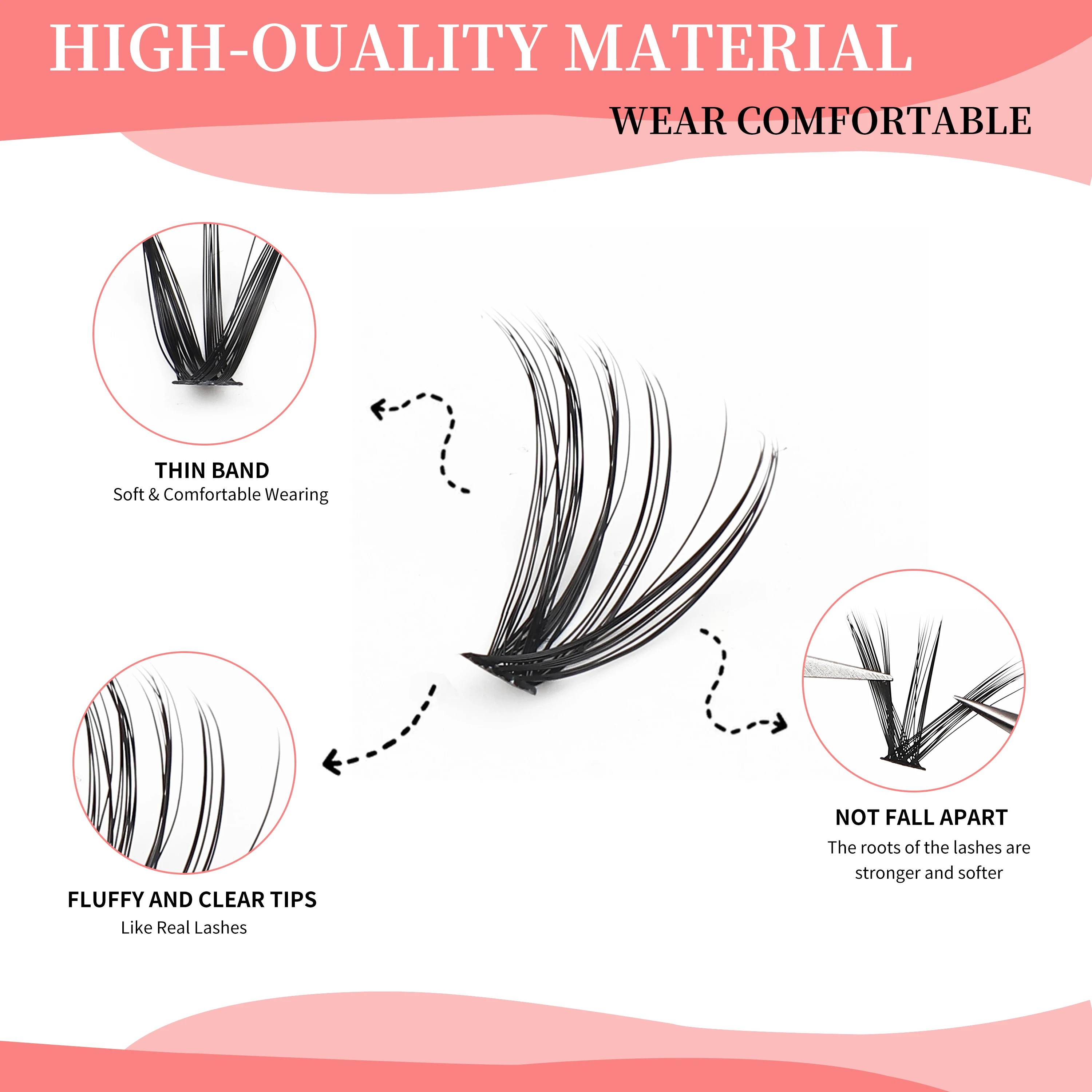 AILAISHI-Kit Individual Lash Cluster, Mix Lash Cluster com Lash Bond e Seal e Lash A, D Curl, 30D e 40D, 9-16mm, 280PCs