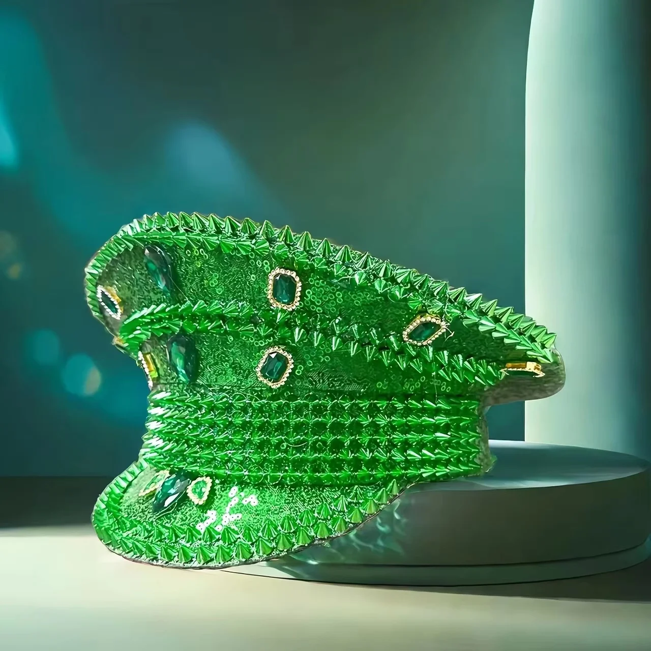 HongLuan  Halloween Costume Hat, Captain Hats Rhinestone for Burning Man Festival Woman, Cosplay Female Accessories