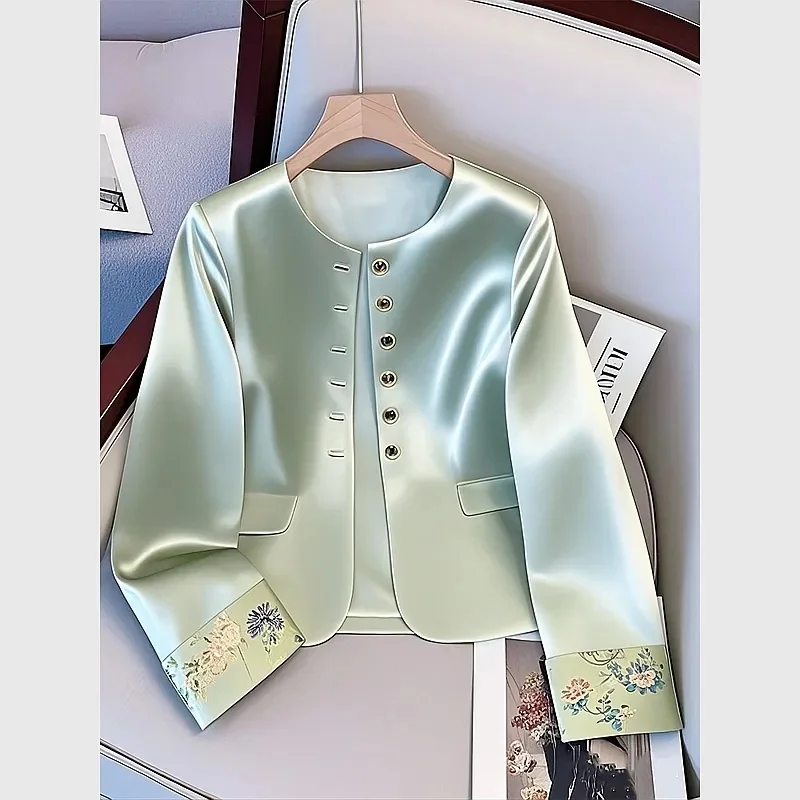 

Korean Women's Jackets 2025 New Single-Breasted Autumn Temperament Lady Outerwear Elegant Versatile Leisure Ladies Cardigan