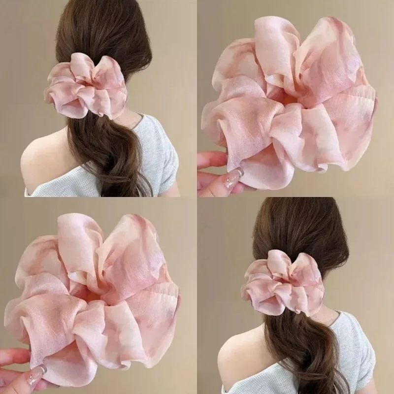 

Korean Style Large Intestine Headpieces Hairbands Rubber Bands Hair Ropes Travel Hairpins Tie Dye Chiffon Ties High-End Hair