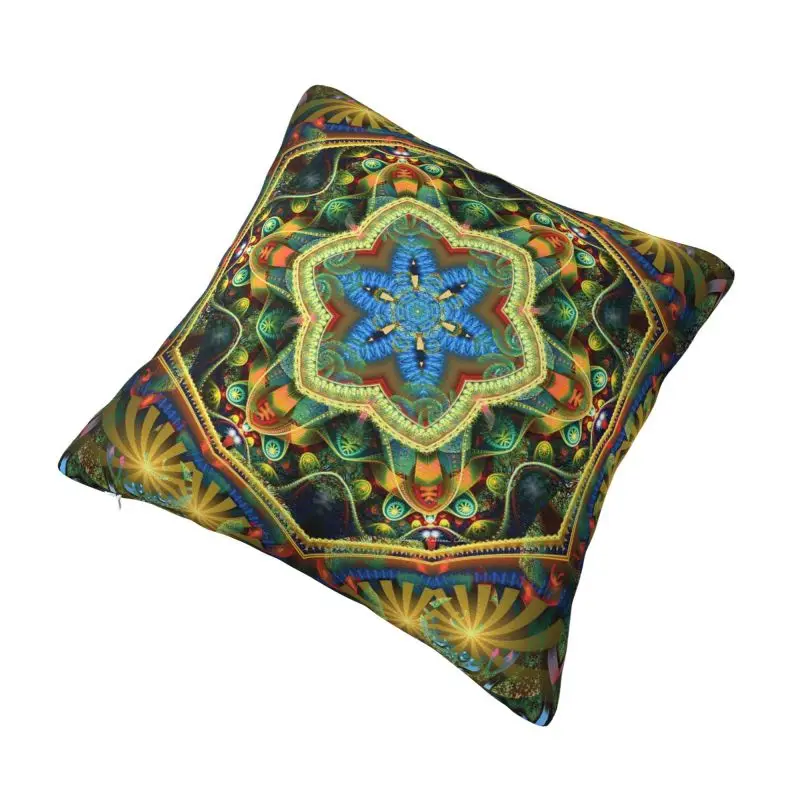 Custom Modern Mandala From The Heart Of Compassion Cushion Cover for Sofa Polyester Buddhism Aum Yoga Meditation Pillow Case