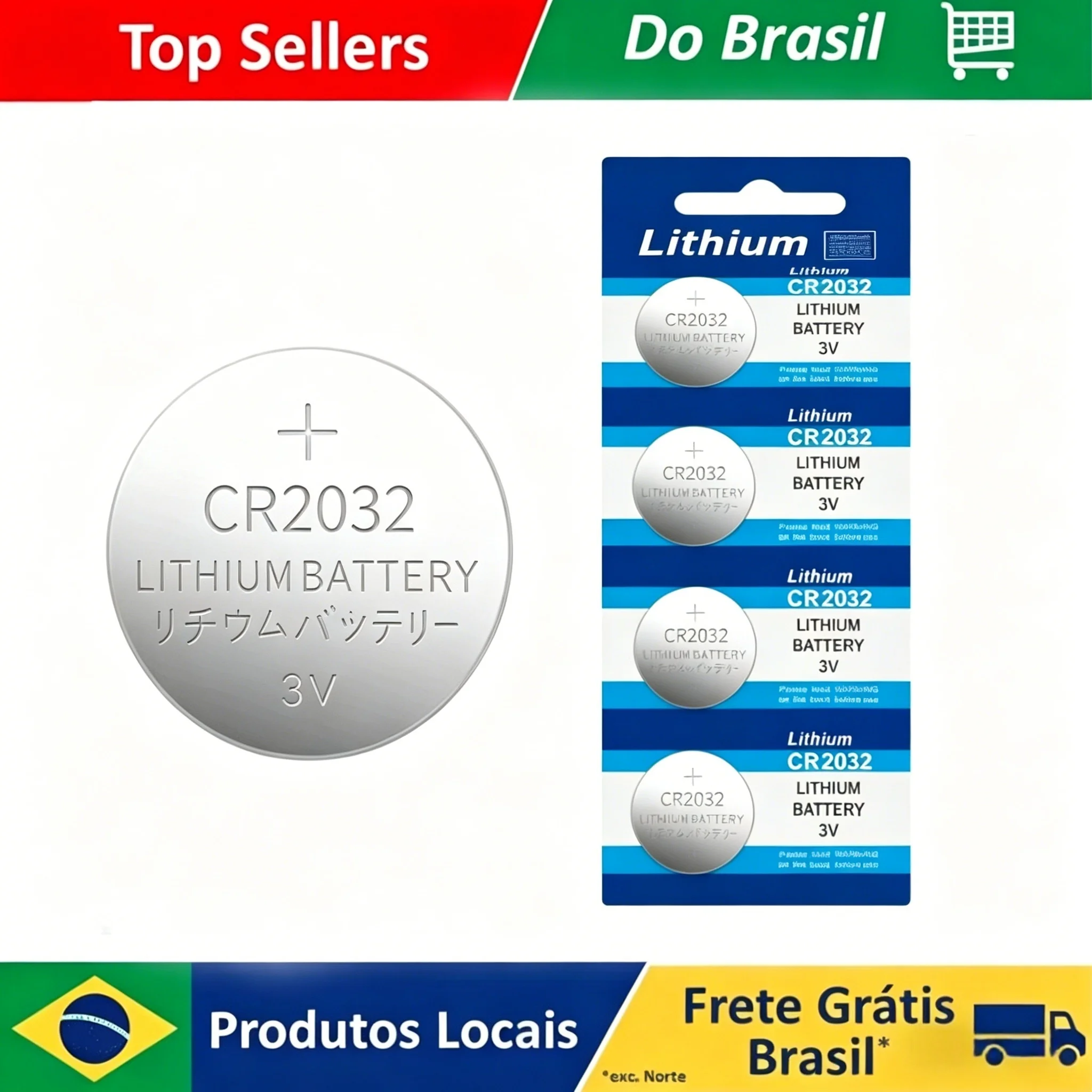 Brazil 5PCS Button Battery 3V Lithium Battery For Watch Toy Calculator Car Remote Control Button Coin Cell 2032