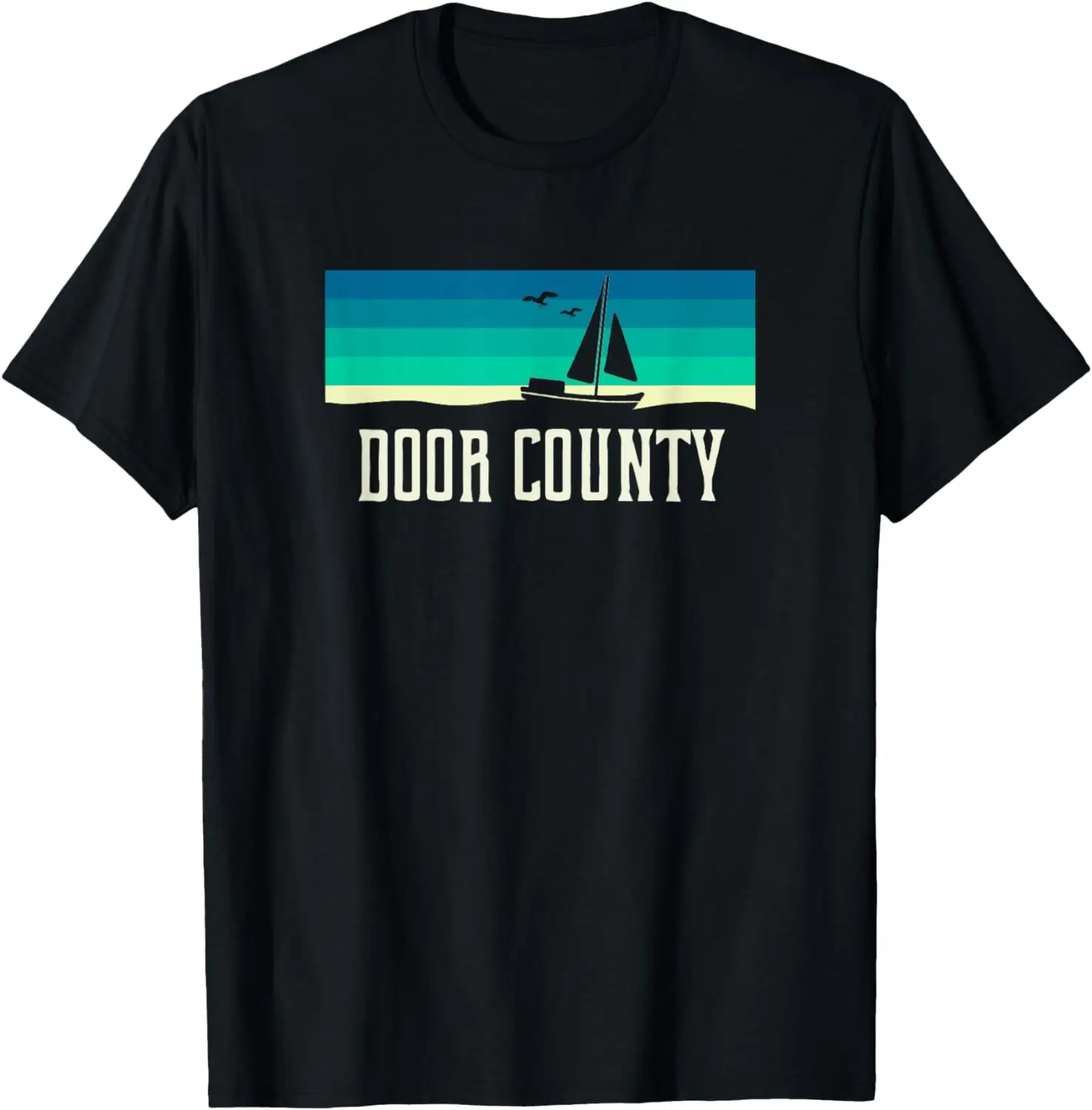 

Door County Wisconsin T-Shirt Sailboat 70s Throwback