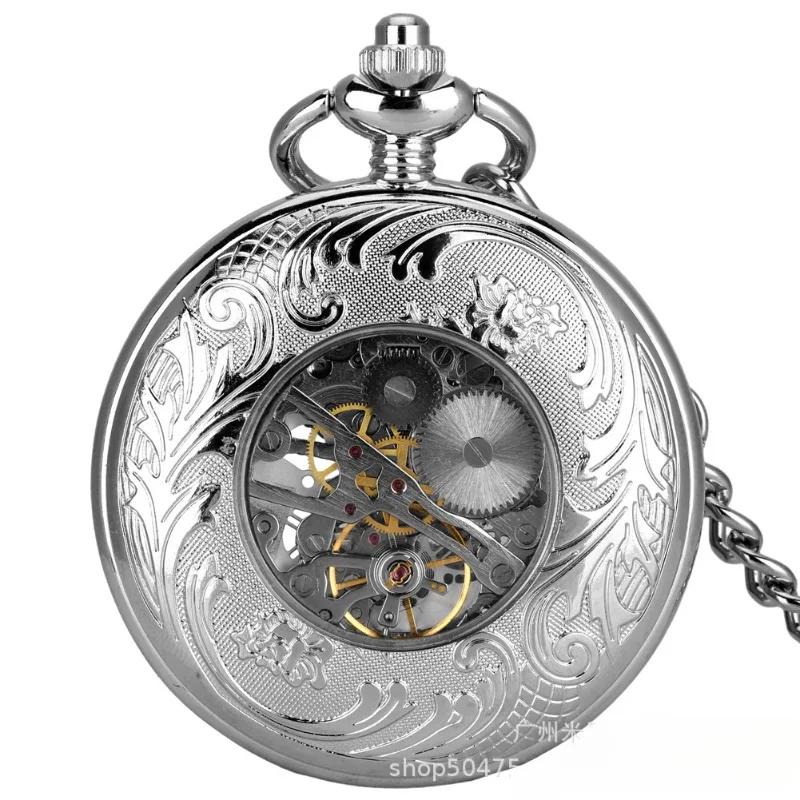 Creative Silver Glue Drop Manual Mechanical Pocket Watch for Men and Women To Give Gifts