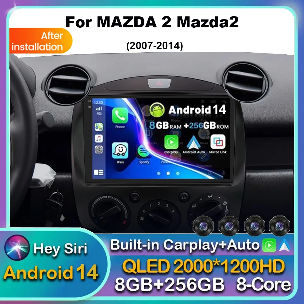 Android 16 Carplay For MAZDA 2 Mazda2 2007 2008 2009 2010 2011 2012 2013 2014 Car Radio Multimedia Player Stereo 2DIN Head Unit
