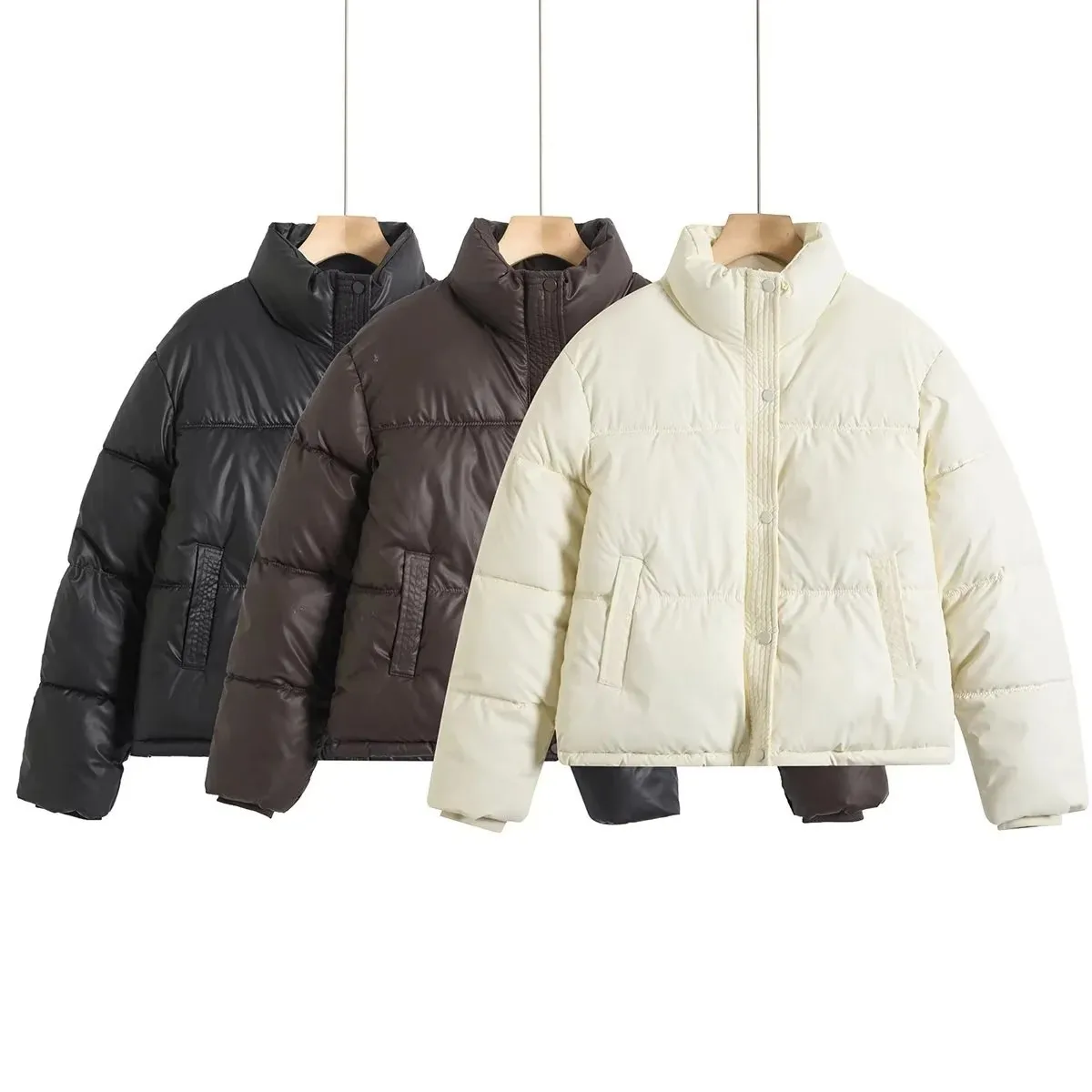 

Женская свободная куртка на хлопковой подкладке, короткая однотонная однобортная куртка на 24 года с вертикальным воротником, осенне-зимний пуховик