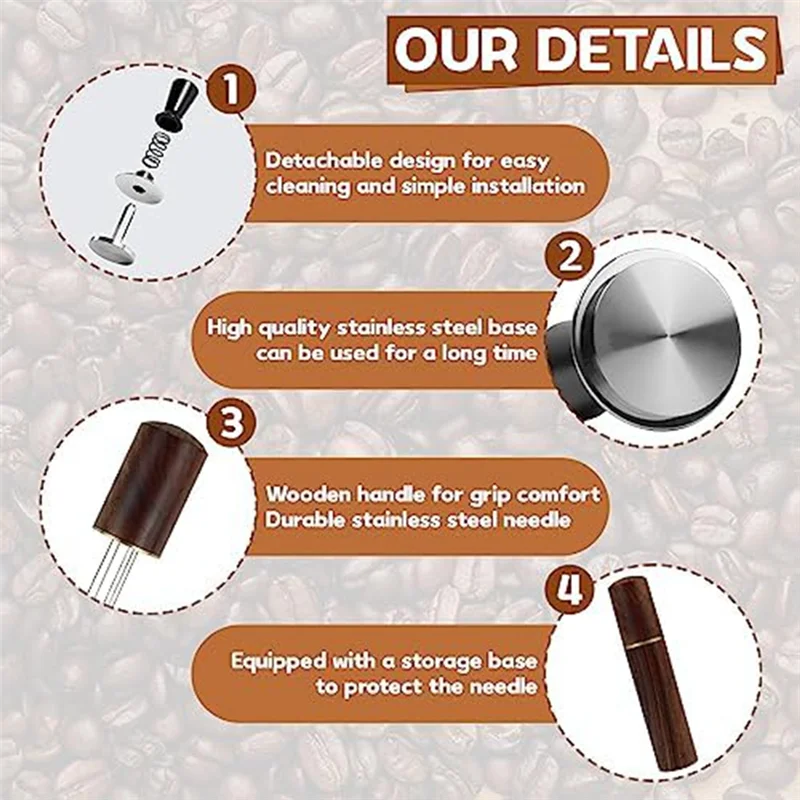 KB-51Mm & Espresso Stirrer Hand Espresso Tamper معايرة الربيع محملة اليد العبث قاعدة من الفولاذ المقاوم للصدأ