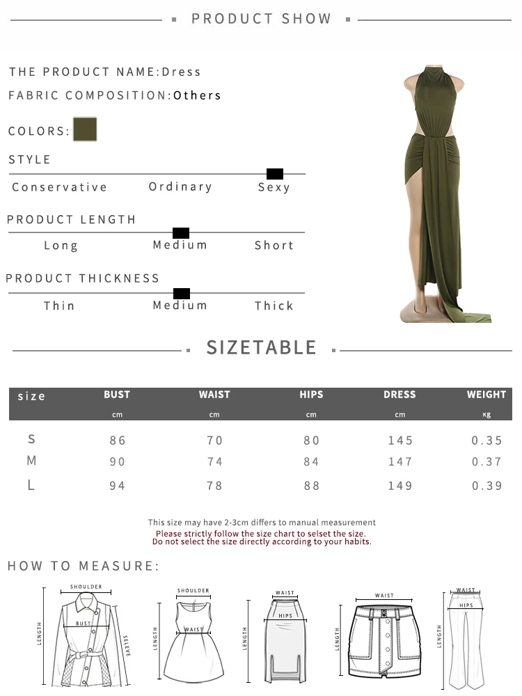 Kliou Seitlich Ausgeschnittenes Kleid Damen Bandage Neckholder Rückenfreies Ärmelloses Kleid mit Unregelmäßigen Hohentrennungen Elegantes Langes Bodycon-Kleid für den Urlaub – Detail 1
