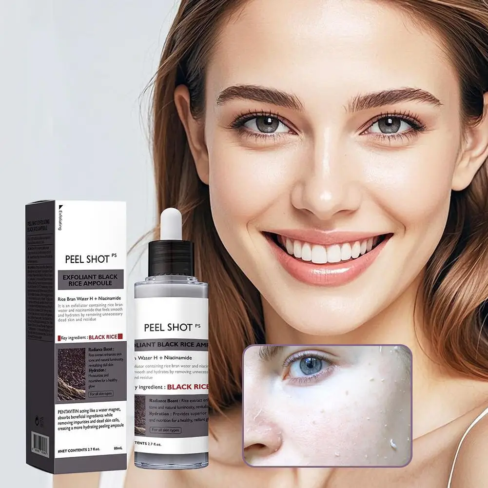 

80ML White And Black Rice Exfoliating Hydrating Essence Moisturizing Gentle Exfoliation Soften Serum Skin Care