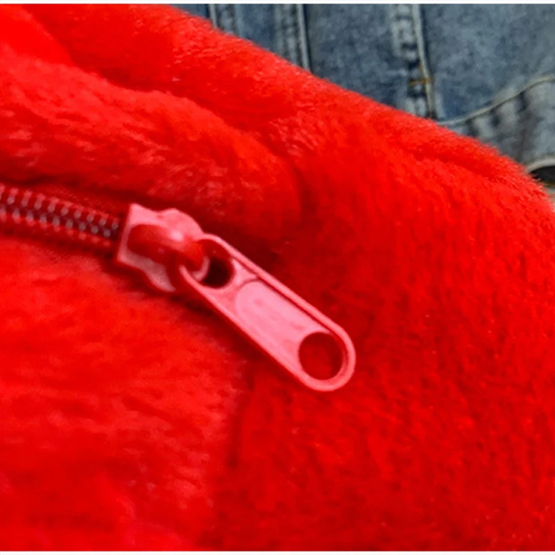 Rucksack und Umhängetasche, süße, niedliche, apfelförmige, leichte Kawaii-Handtasche aus Plüsch für Damen, Schultasche für Mädchen, Tagesrucksack – Detail 6
