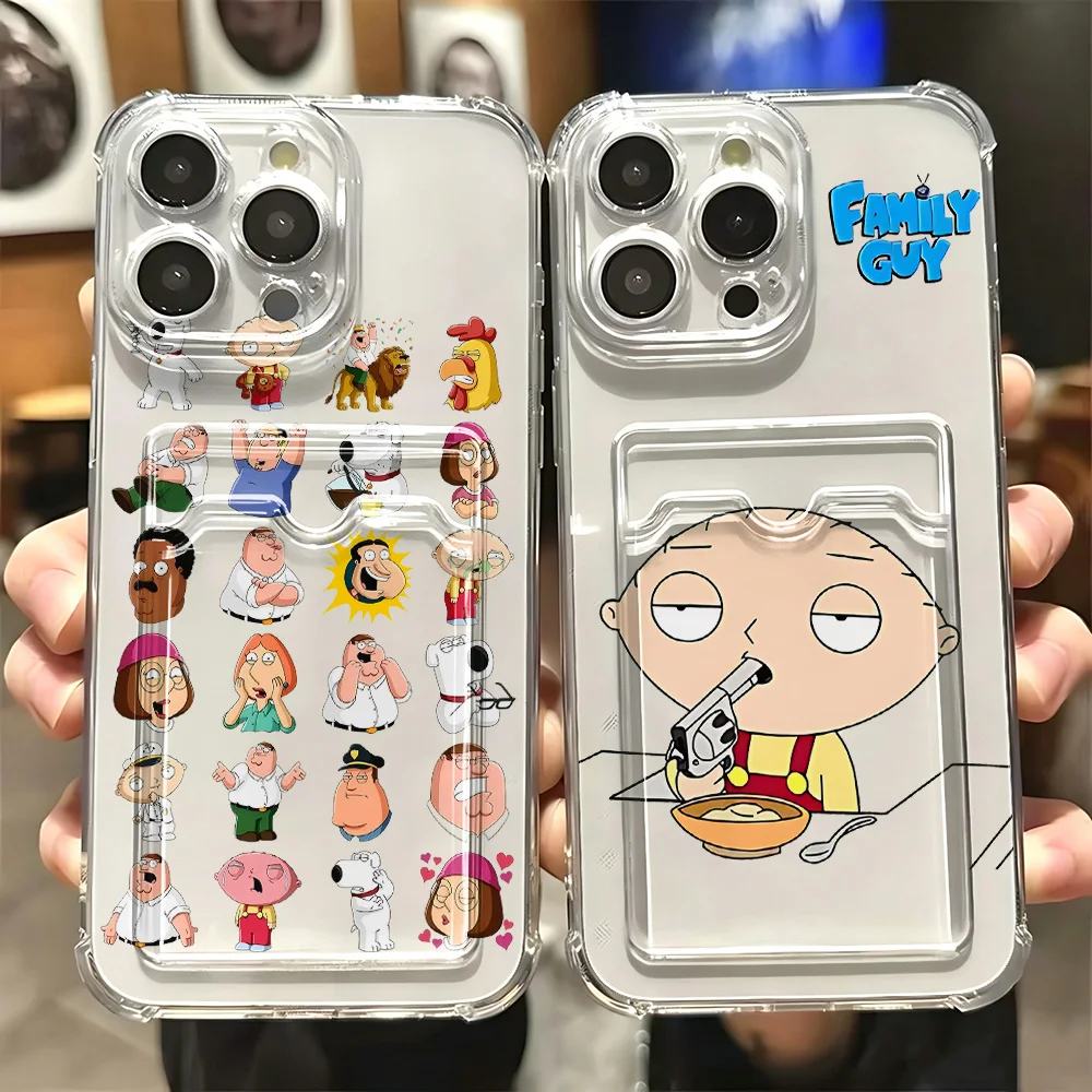 Cartoon Family Guys Card Hold Phone Case For Samsung Galaxy S26 S25 S24 S23 S22 S21 S20 FE Edge Plus Ultra M33 M53 M54 5G Cover