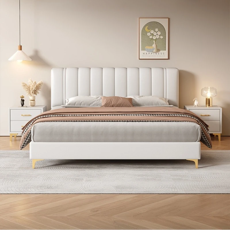

Modern simple bed frame white Nordic household apartment single bed 150×200 comfortable кровать односпальная bedroom furniture