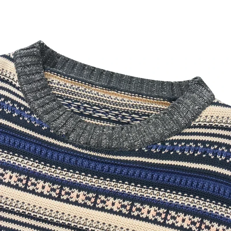 Vintage Y2K 00s Donna Cottage Grunge Maglione lavorato a maglia a righe Autunno O Collo Maglieria a maniche lunghe Stile Preppy Pullover larghi