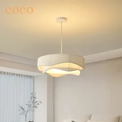 Postmodern LED Pendant Chandelier Lighting Europe Creativity Vintage Pleats White Hanging Lamp For Home Dining Room Bedroom