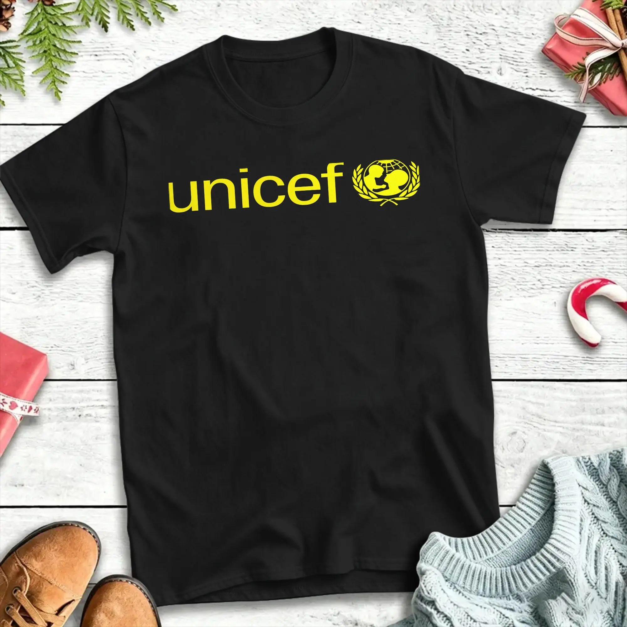 T-shirt d'été en pur coton pour hommes, design humoristique, manches courtes, équipe bénévole de la charité Unicef