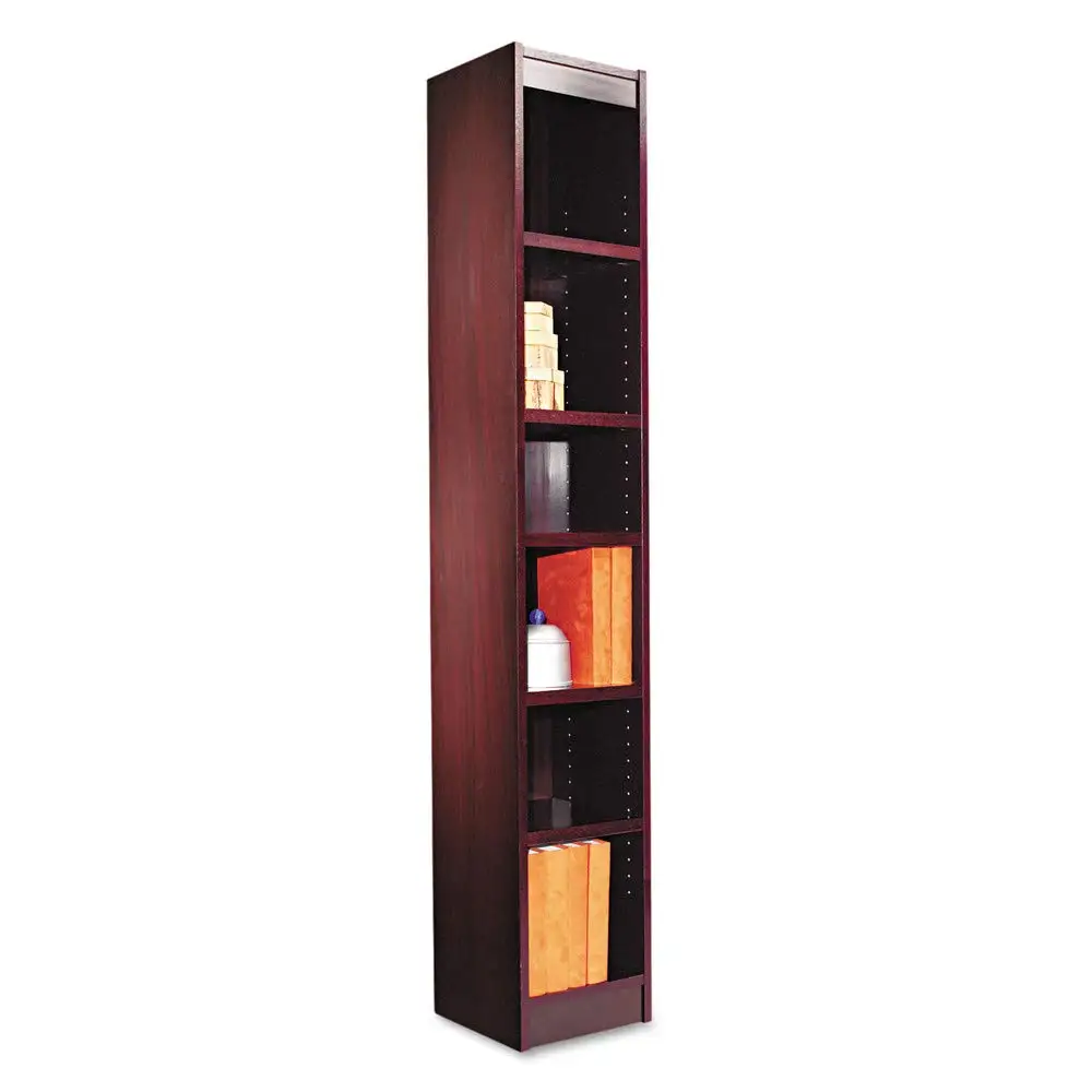 Narrow Profile Wood Veneer Bookcase 6-Shelf 12x11.75x72 Inch Storage Office Home Library, Customized