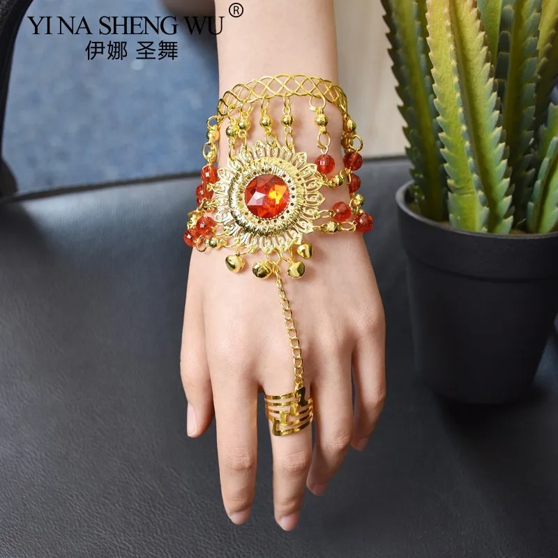 Pulseira de dança indiana, acessórios de dança do ventre, joias indianas, mulheres, performance de palco, corrente de cabeça, brincos, conjuntos de colar
