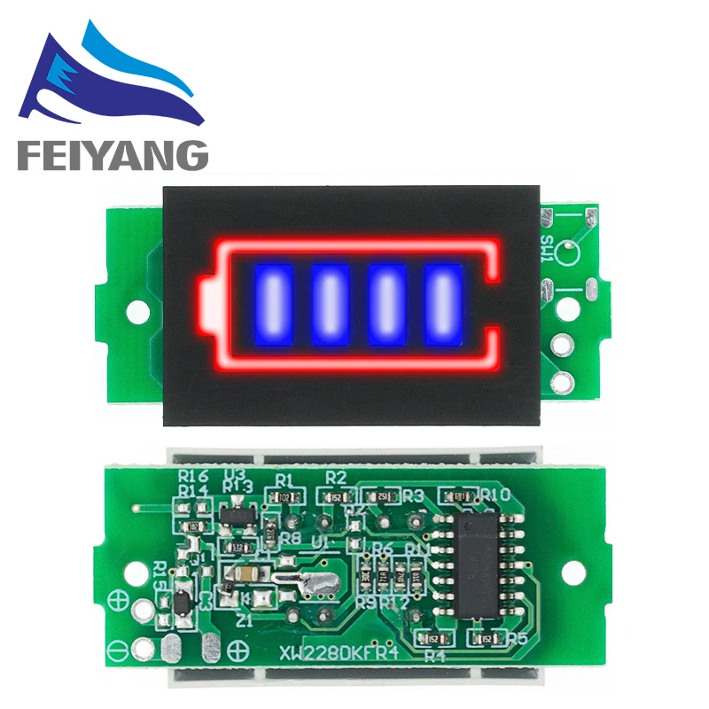 1s 2s 3s 4S único 3.7v módulo indicador de capacidade da bateria de lítio 4.2v display azul testador de energia da bateria do veículo elétrico li-ion