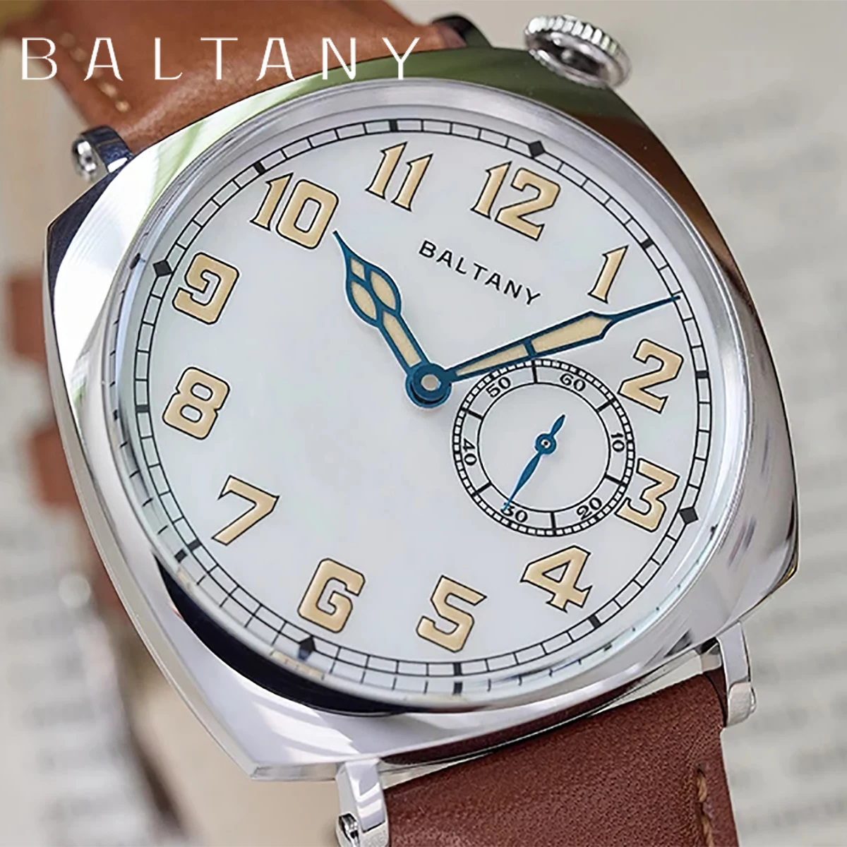 Baltany 1921 ST1701 Classic Men's Automatic Mechanical Watch Luxury Sapphire AR Crystal Leather Waterproof 5Bar Glow C3 reloj ho