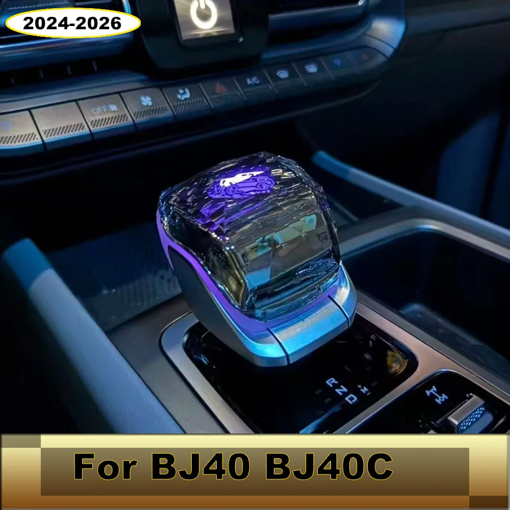 Fit for BAIC BJ40 Extended‑Range 2024-2025 Crystal Gear Shift Knob Touch LED Light Gear Shifter Cover Car Interior Parts