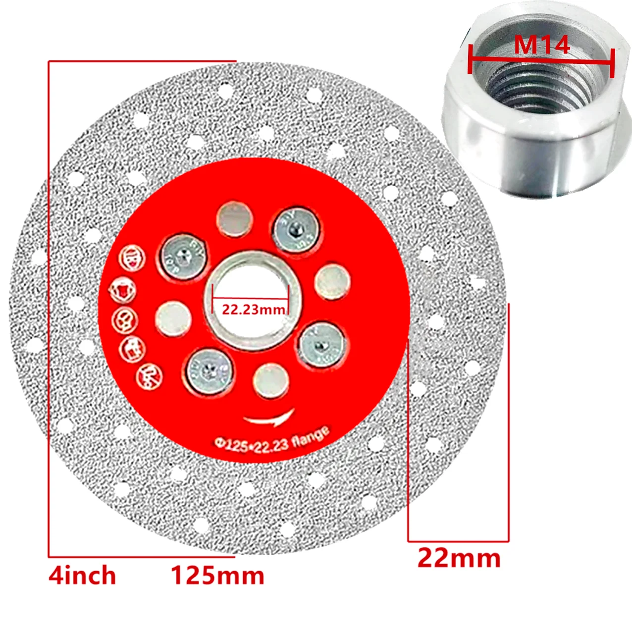 

1pc M14 Diamond Vacuum Brazing Saw Blade Welding Cutting Grinding Disc for Porcelain Tile Granite Marble Stone 115 mm 125 mm