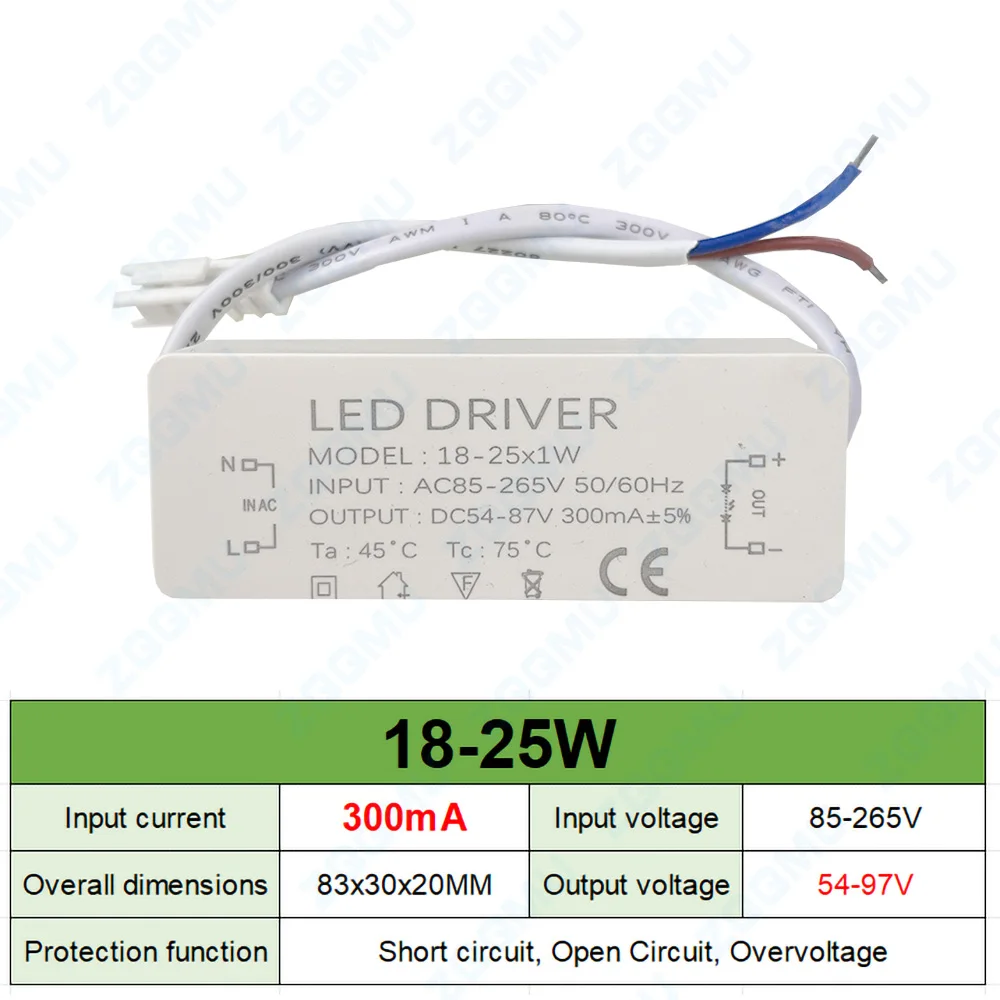 LED Constant Current Driver 12W 20W 30W Power Output 33-12V 9-18V 12-26V 24-46V 36-56V 54-85V 75-126V 24-38V 36-65V Shell Driver