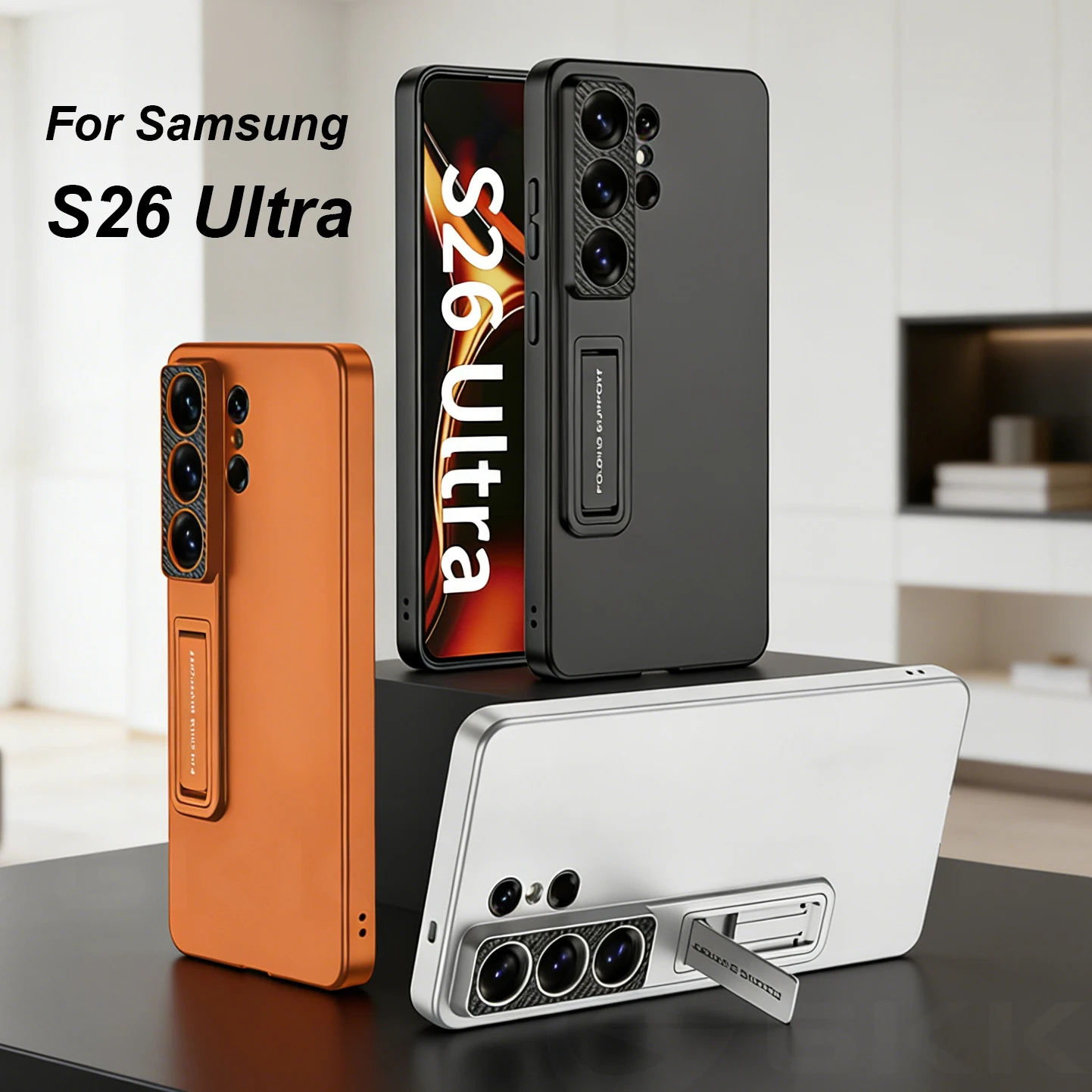 Ultra-Thin Plastic Stand Case for Samsung Galaxy S26 Ultra Anti-knock Higher Lens Protective Cover For Galaxy S26 S25 Ultra Case