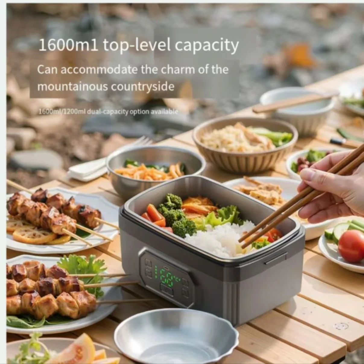 Cordless Rechargeable Lunch Box, Quick Heating, Water-free Bento Box, Student Office, Large Capacity,Power Storage, Outdoor