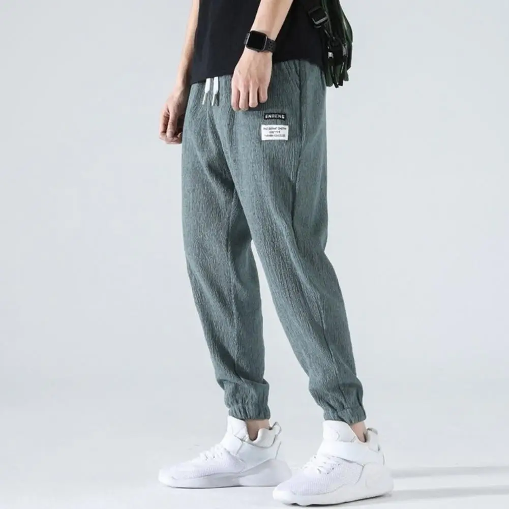 Ice Silk Sweatpants Men Summer Pants Joggers Workout Running Gym Fitness Sports Pants Korean Fashion Ankle-banded Men Trousers