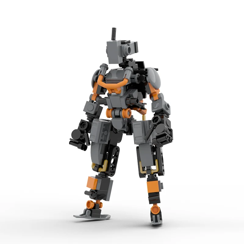 BuildMoc Mini Orange Exoskeleton Soldier Mecha Building Blocks Kit High-Tech Warfare Robot Model Bricks DIY Toys Children Gifts