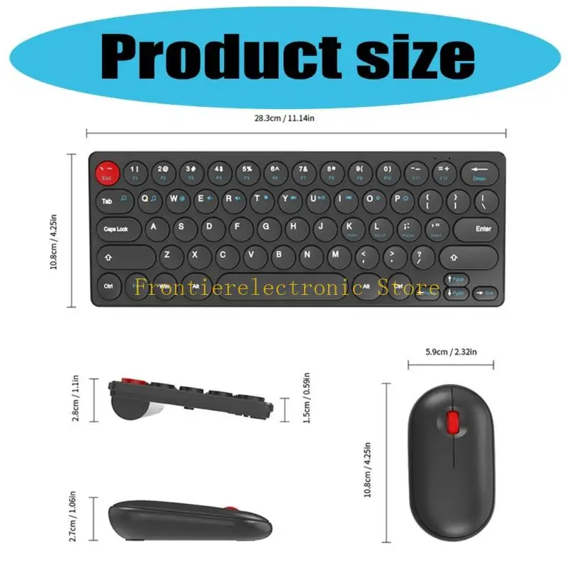 G8DB Retro Round Keycaps Wireless Keyboards Mouse Combo 64Keys Thin Silents Button PC Laptop Compatible