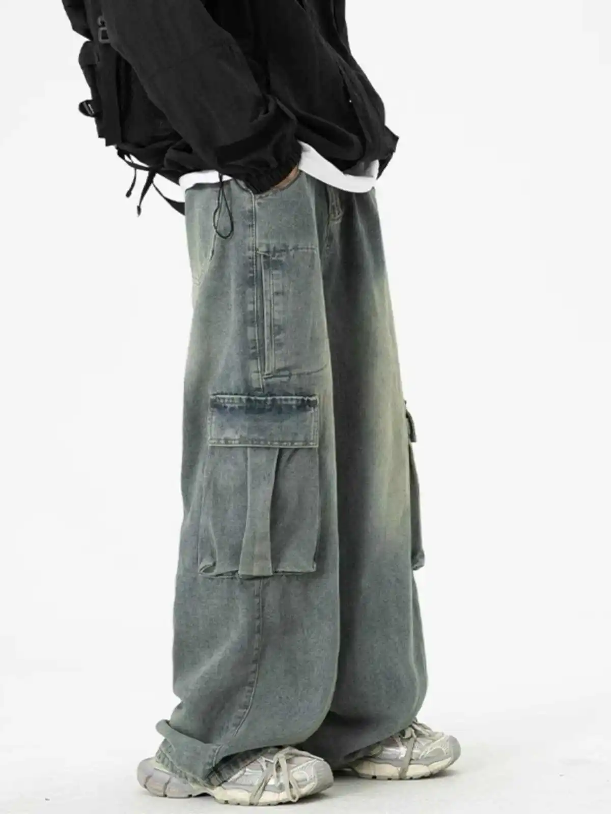 

Wome's Blue Y2k Cargo Jeans Harajuku Vintage Hip Hop Denim Trouser Japanese 2000s Style Baggy Jeans Pants Oversize Clothes 2025