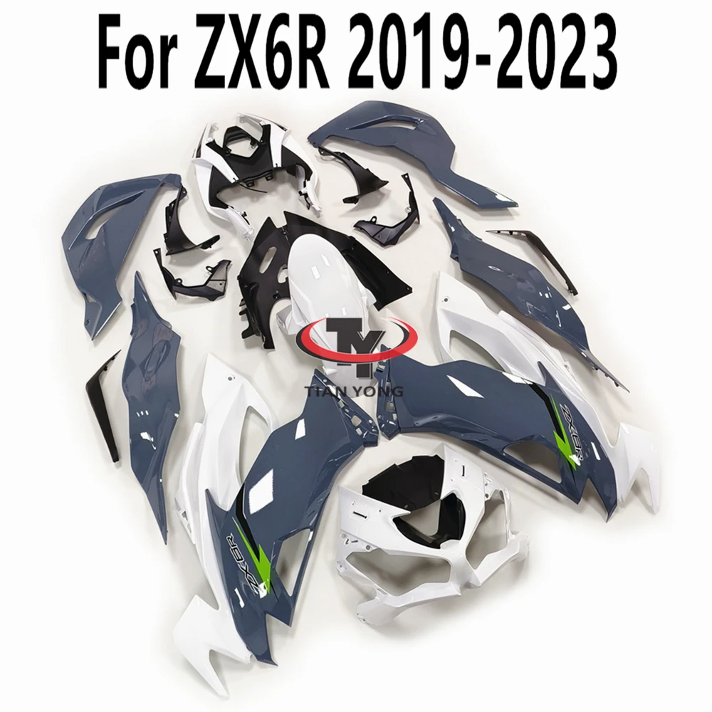 For Kawasaki ZX6R ZX 6R 636 2019-2020-2021-2022-2023 Full Fairing Kit Injection Bodywork Cowling Dark Cement Gray Glossy White