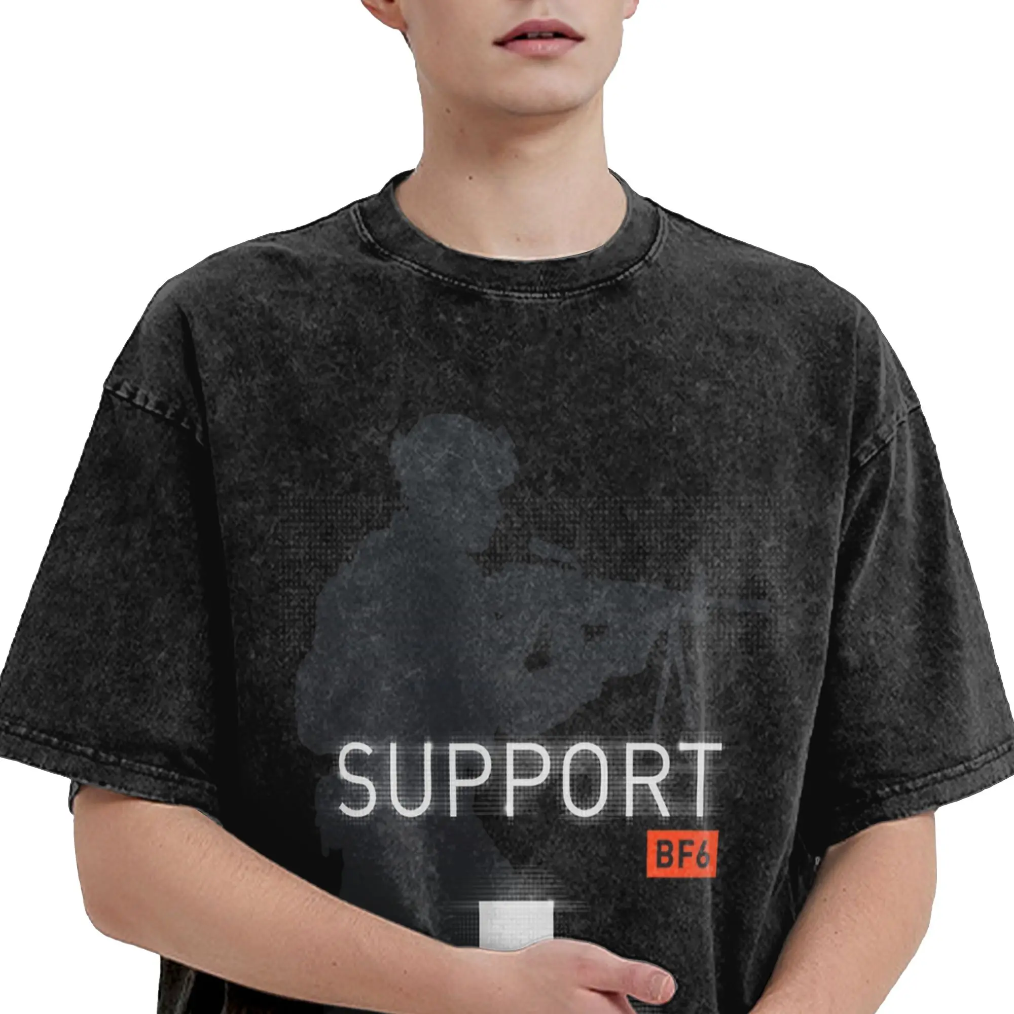 الرجال النساء Harajuku غسلها تي شيرت ساحة المعركة 6 ألعاب مضحكة BF6 قميص مطبوع ميرش المعتاد تي شيرت