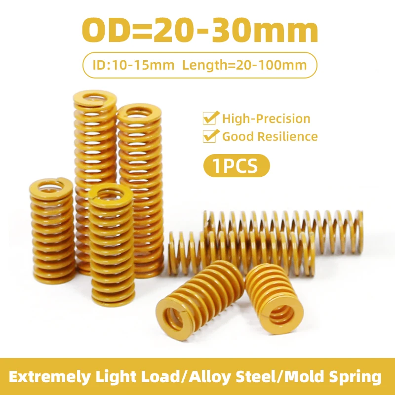 Creamily 1PCS Yellow Small Load Die Mold Springs Spiral Stamping Compression Mould Spring Spring OD=20-30mm Length=20-100mm