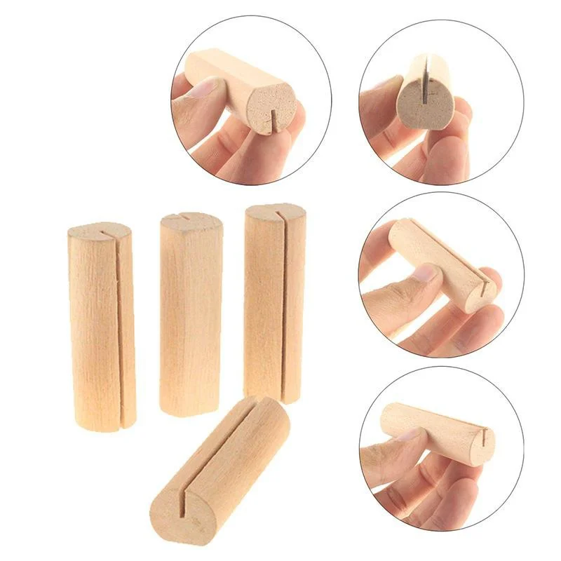 10/20Pcs Wooden Place Card Holders Base Name Card Table Number Holder Photo Holder for Xmas Wedding Decorations (Without Cards)