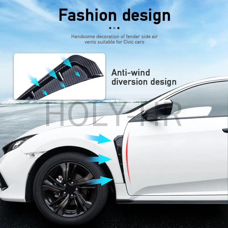 General Motors Side Fender Spoiler Blade Side Wing Vents Decorative Side Wing Stickers, Suitable for Honda Civic Exterior Parts