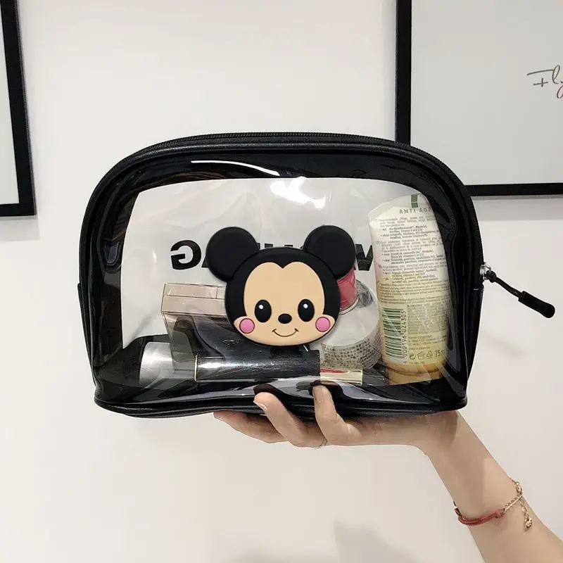 Disney Cartoon Mickey Minnie borsa cosmetica portatile da viaggio borsa da toilette portatile borsa da toilette trasparente impermeabile di bellezza